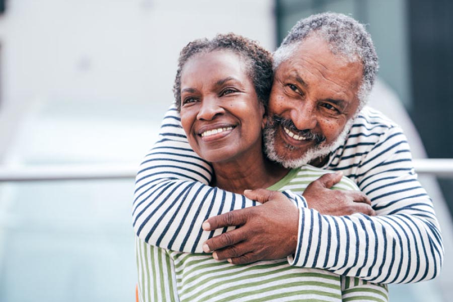 Smiling older black couple 